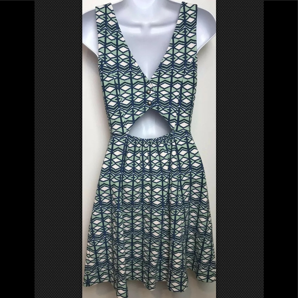 MAEVE Dress Sleeveless Geometric Keyhole Fit Flare - Picture 6 of 8